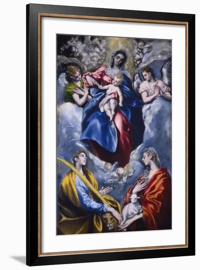 Madonna and Child with Saint Martina and Saint Agnes, 1597-1599-El Greco-Framed Giclee Print