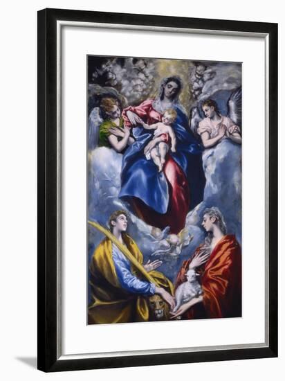 Madonna and Child with Saint Martina and Saint Agnes, 1597-1599-El Greco-Framed Giclee Print