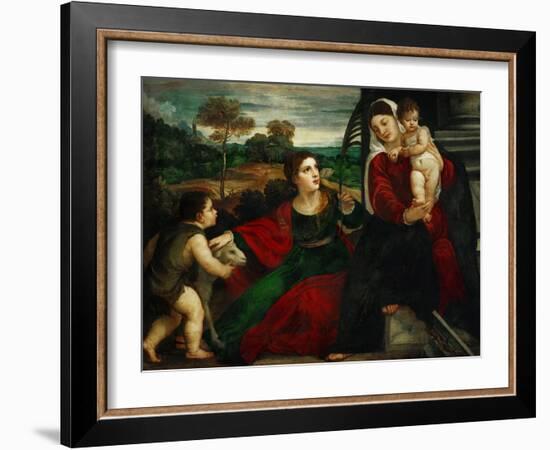 Madonna and Child with Saints Agnes and John the Baptist-Titian (Tiziano Vecelli)-Framed Giclee Print