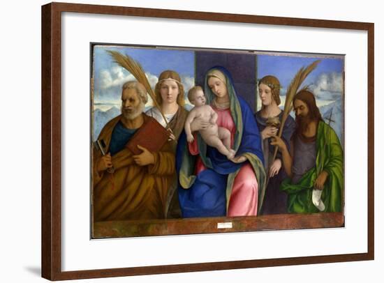 Madonna and Child with Saints. c.1500-Giovanni Bellini-Framed Giclee Print