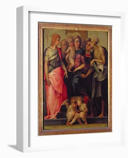 Madonna and Child with Saints, c.1518-Rosso Fiorentino (Battista di Jacopo)-Framed Giclee Print