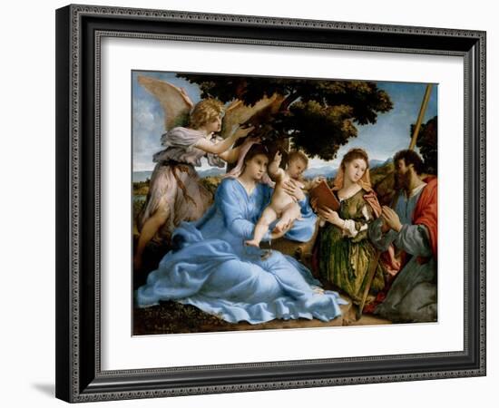Madonna and Child with Saints Catherine and James the Great, 1527-1533-Lorenzo Lotto-Framed Giclee Print