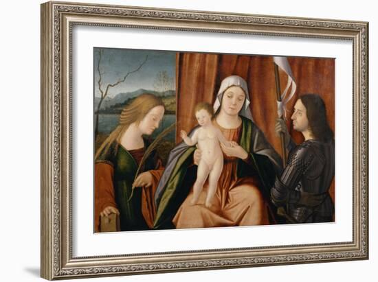 Madonna and Child with Saints Catherine of Alexandria and Either George or Liberale-Vittore Carpaccio-Framed Giclee Print