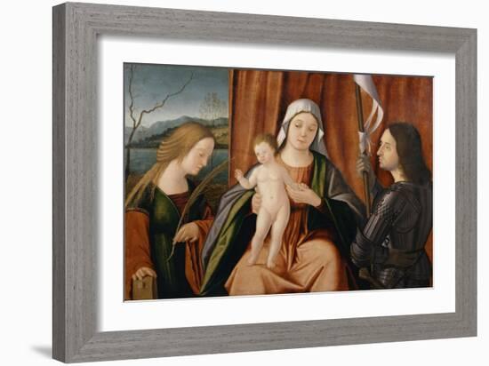 Madonna and Child with Saints Catherine of Alexandria and Either George or Liberale-Vittore Carpaccio-Framed Giclee Print