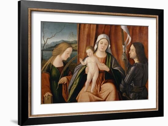 Madonna and Child with Saints Catherine of Alexandria and Either George or Liberale-Vittore Carpaccio-Framed Giclee Print