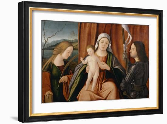 Madonna and Child with Saints Catherine of Alexandria and Either George or Liberale-Vittore Carpaccio-Framed Giclee Print