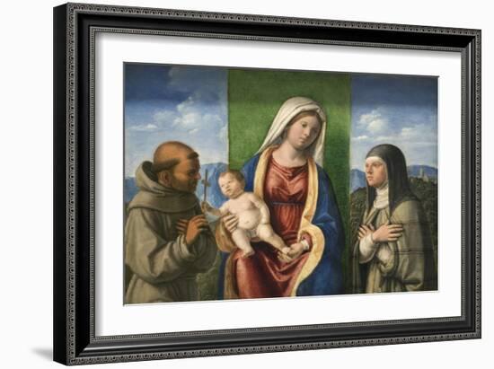 Madonna and Child with Saints Francis and Clare-Giovanni Battista Cima-Framed Art Print