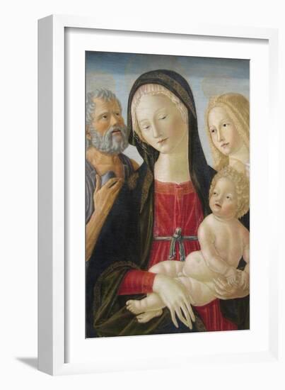 Madonna and Child with Saints Jerome and Mary Magdalene,-Neroccio Di Landi-Framed Art Print