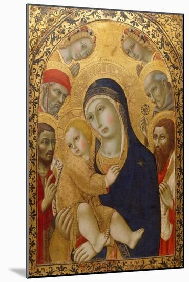 Madonna and Child with Saints Jerome, John the Baptist, Bernardino and Bartholomew, Ca 1450-1475-Sano di Pietro-Mounted Giclee Print