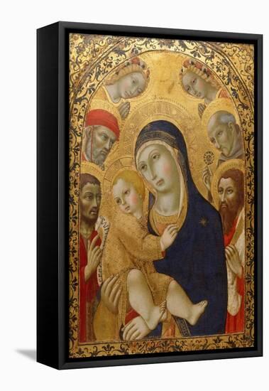 Madonna and Child with Saints Jerome, John the Baptist, Bernardino and Bartholomew, Ca 1450-1475-Sano di Pietro-Framed Premier Image Canvas