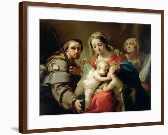 Madonna and Child with Saints John, Anna and Rocco, circa 1785-Gaetano Gandolfi-Framed Giclee Print