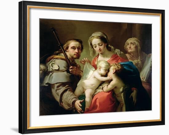 Madonna and Child with Saints John, Anna and Rocco, circa 1785-Gaetano Gandolfi-Framed Giclee Print