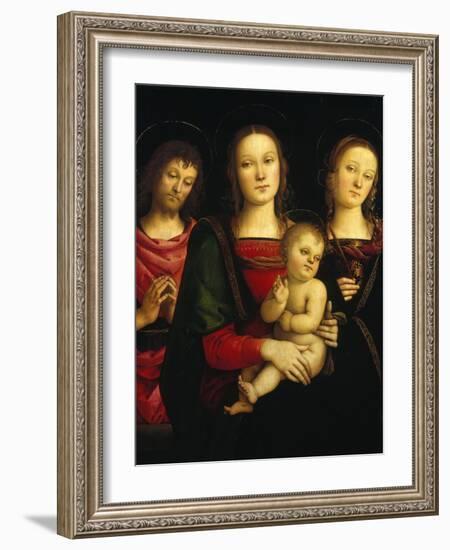 Madonna and Child with Saints John the Baptist and Catherine of Alexandria-Pietro Perugino-Framed Giclee Print