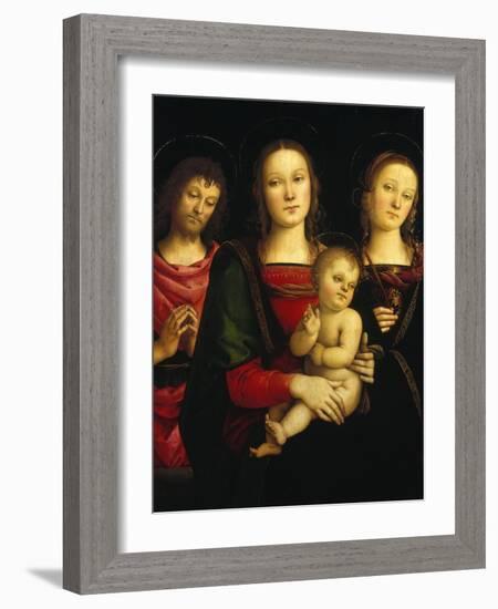 Madonna and Child with Saints John the Baptist and Catherine of Alexandria-Pietro Perugino-Framed Giclee Print