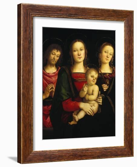 Madonna and Child with Saints John the Baptist and Catherine of Alexandria-Pietro Perugino-Framed Giclee Print