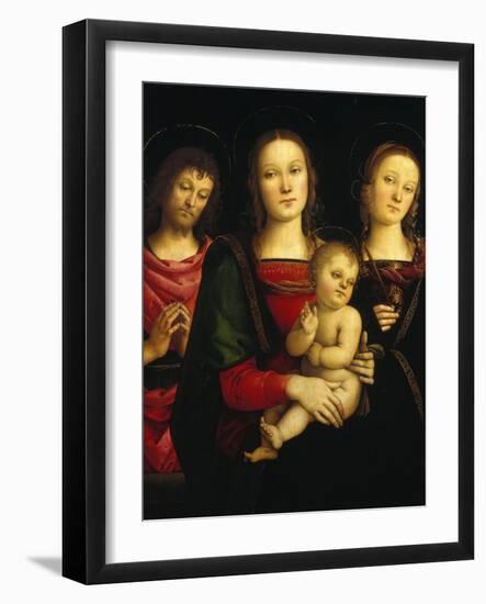 Madonna and Child with Saints John the Baptist and Catherine of Alexandria-Pietro Perugino-Framed Giclee Print