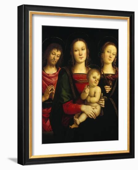 Madonna and Child with Saints John the Baptist and Catherine of Alexandria-Pietro Perugino-Framed Giclee Print