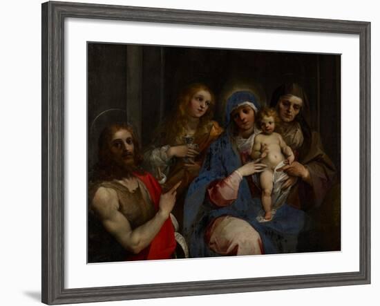 Madonna and Child with Saints John the Baptist, Mary Magdalene and Anne, C.1595-Giuseppe Cesari-Framed Giclee Print