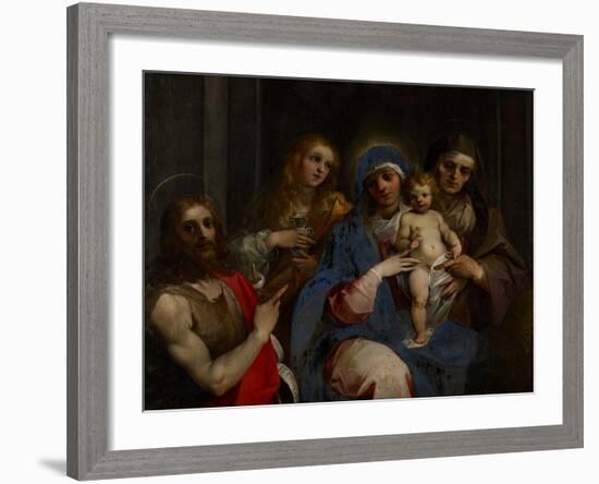 Madonna and Child with Saints John the Baptist, Mary Magdalene and Anne, C.1595-Giuseppe Cesari-Framed Giclee Print