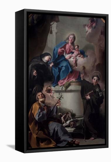 Madonna and Child with Saints Joseph-Giambattista Pittoni-Framed Premier Image Canvas