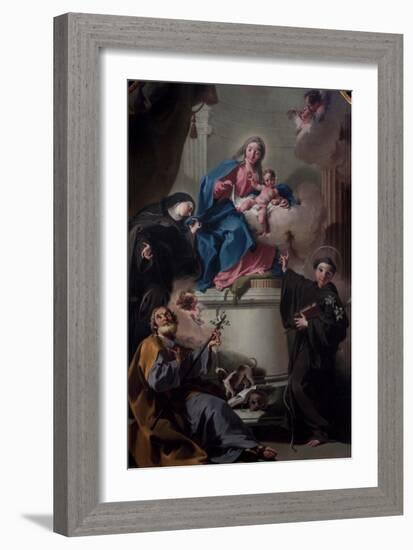 Madonna and Child with Saints Joseph-Giambattista Pittoni-Framed Giclee Print