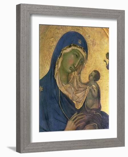 Madonna and Child with Ss. Dominic and Aurea, Detail of the Madonna and Child, circa 1315-Duccio di Buoninsegna-Framed Giclee Print