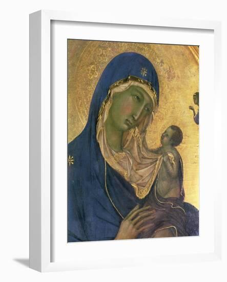 Madonna and Child with Ss. Dominic and Aurea, Detail of the Madonna and Child, circa 1315-Duccio di Buoninsegna-Framed Giclee Print