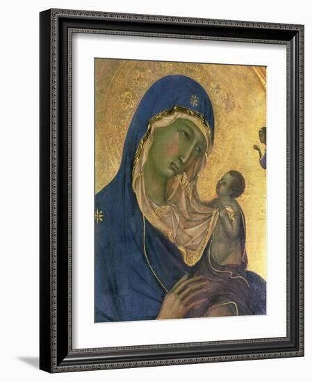 Madonna and Child with Ss. Dominic and Aurea, Detail of the Madonna and Child, circa 1315-Duccio di Buoninsegna-Framed Giclee Print