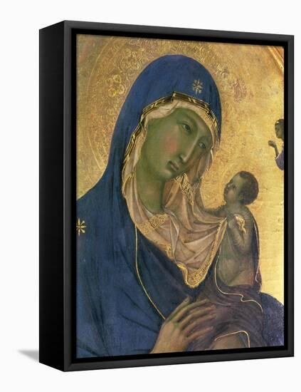 Madonna and Child with Ss. Dominic and Aurea, Detail of the Madonna and Child, circa 1315-Duccio di Buoninsegna-Framed Premier Image Canvas