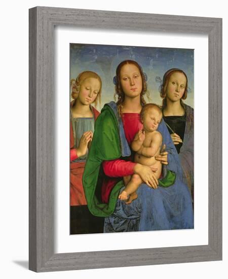 Madonna and Child with St. Catherine and St. Rosa, 1493-Pietro Perugino-Framed Giclee Print