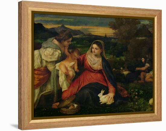 Madonna and Child with St. Catherine (The Virgin of the Rabbit) circa 1530-Titian (Tiziano Vecelli)-Framed Premier Image Canvas