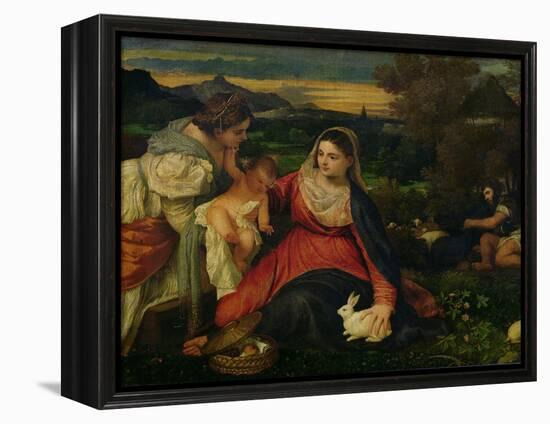 Madonna and Child with St. Catherine (The Virgin of the Rabbit) circa 1530-Titian (Tiziano Vecelli)-Framed Premier Image Canvas