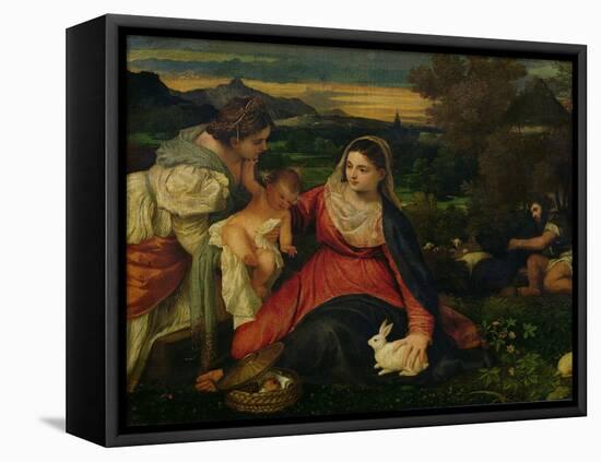 Madonna and Child with St. Catherine (The Virgin of the Rabbit) circa 1530-Titian (Tiziano Vecelli)-Framed Premier Image Canvas