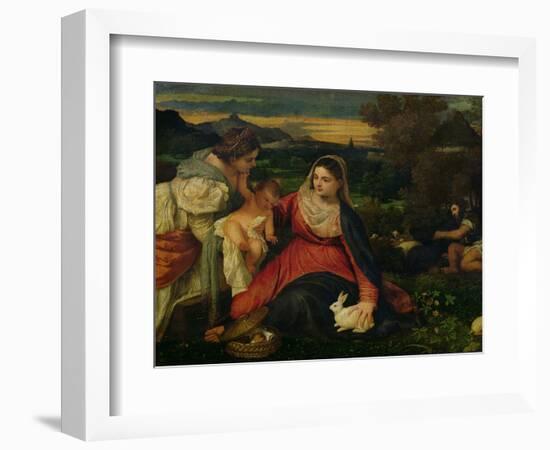 Madonna and Child with St. Catherine (The Virgin of the Rabbit) circa 1530-Titian (Tiziano Vecelli)-Framed Giclee Print