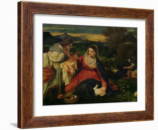 Madonna and Child with St. Catherine (The Virgin of the Rabbit) circa 1530-Titian (Tiziano Vecelli)-Framed Giclee Print