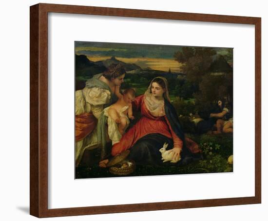 Madonna and Child with St. Catherine (The Virgin of the Rabbit) circa 1530-Titian (Tiziano Vecelli)-Framed Giclee Print