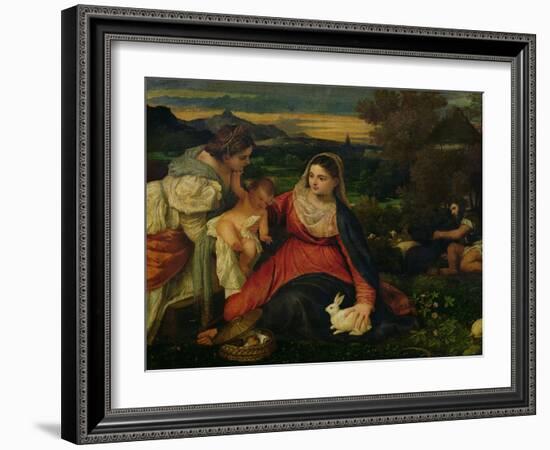 Madonna and Child with St. Catherine (The Virgin of the Rabbit) circa 1530-Titian (Tiziano Vecelli)-Framed Giclee Print