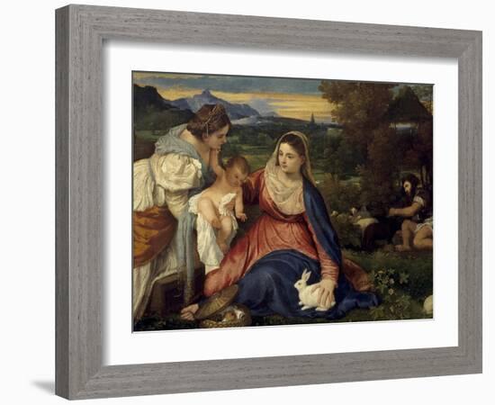 Madonna and Child with St. Catherine, (The Virgin with the Rabbit)-Titian (Tiziano Vecelli)-Framed Art Print