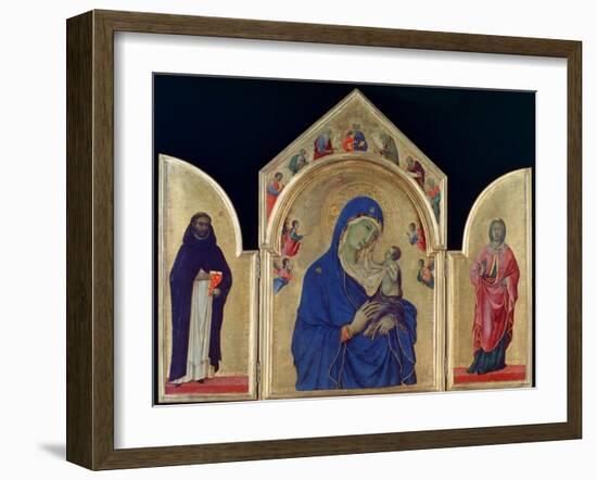 Madonna and Child with St Dominic and St Aurea', c1315. Artist: Duccio di Buoninsegna-Duccio Di buoninsegna-Framed Giclee Print