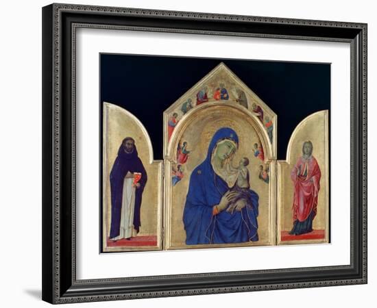 Madonna and Child with St Dominic and St Aurea', c1315. Artist: Duccio di Buoninsegna-Duccio Di buoninsegna-Framed Giclee Print