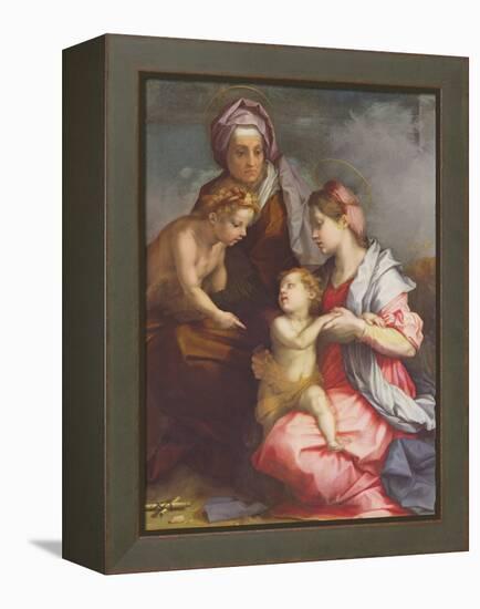 Madonna and Child with St. Elizabeth and the Infant St. John the Baptist (Panel)-Andrea del Sarto-Framed Premier Image Canvas