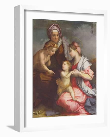 Madonna and Child with St. Elizabeth and the Infant St. John the Baptist (Panel)-Andrea del Sarto-Framed Giclee Print