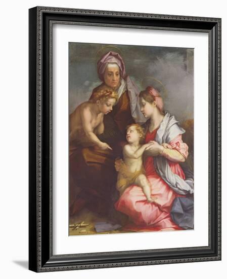 Madonna and Child with St. Elizabeth and the Infant St. John the Baptist (Panel)-Andrea del Sarto-Framed Giclee Print