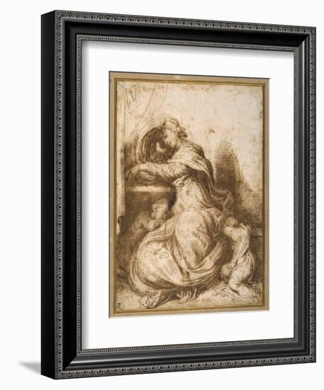 Madonna and Child with St John, All Asleep-Agostino Carracci-Framed Giclee Print