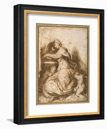 Madonna and Child with St John, All Asleep-Agostino Carracci-Framed Giclee Print