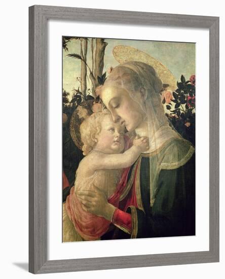 Madonna and Child with St. John the Baptist, Detail of the Madonna and Child-Sandro Botticelli-Framed Giclee Print