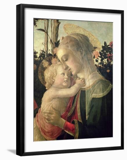 Madonna and Child with St. John the Baptist, Detail of the Madonna and Child-Sandro Botticelli-Framed Giclee Print