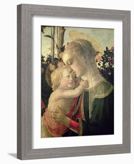 Madonna and Child with St. John the Baptist, Detail of the Madonna and Child-Sandro Botticelli-Framed Giclee Print