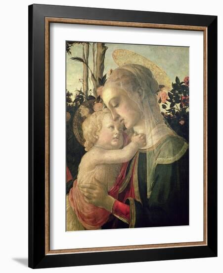 Madonna and Child with St. John the Baptist, Detail of the Madonna and Child-Sandro Botticelli-Framed Giclee Print