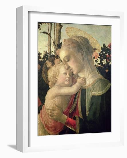 Madonna and Child with St. John the Baptist, Detail of the Madonna and Child-Sandro Botticelli-Framed Giclee Print